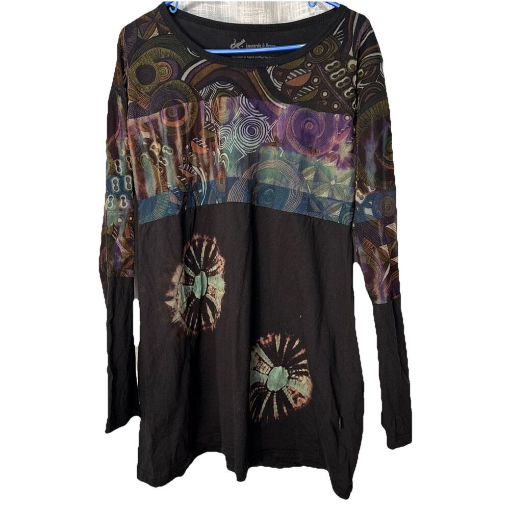 Leopard & Roses Handcrafted Nepal Tunic Top Women’s XL Boho, Artsy, Cotton